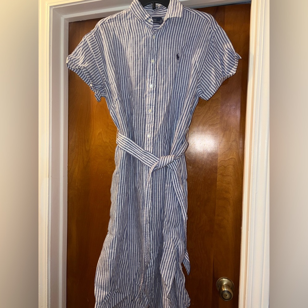 Polo Ralph Lauren Blue and White Striped Dress Size 4